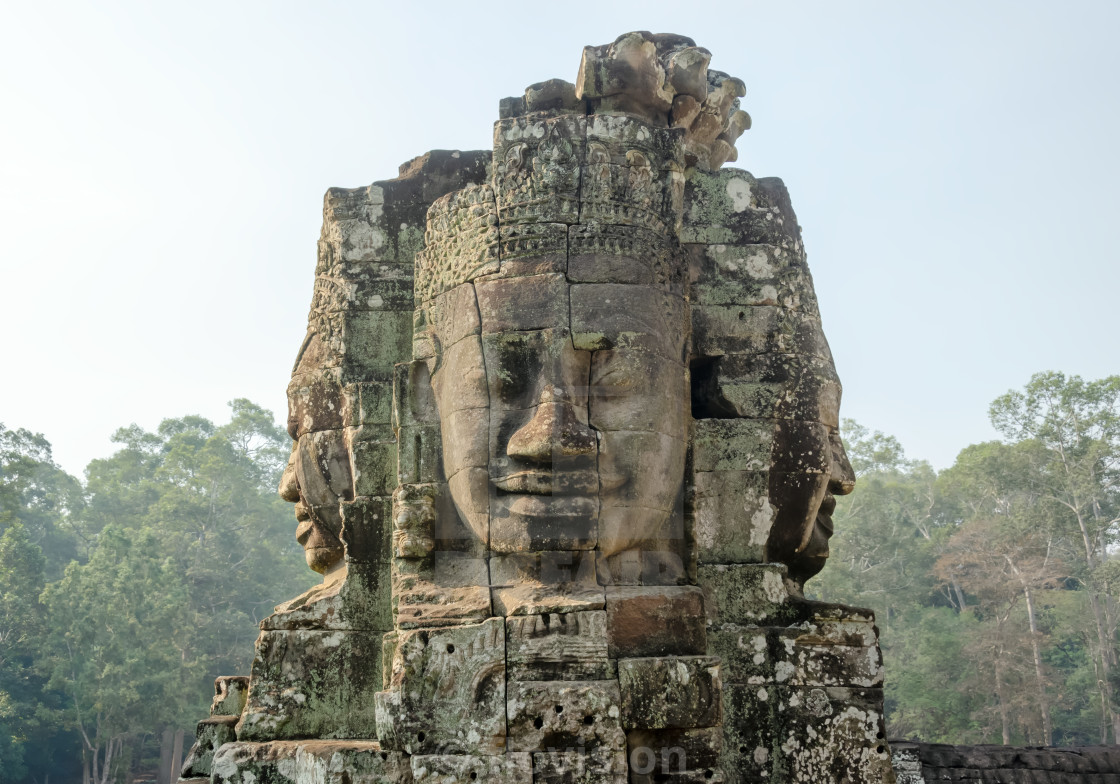 "Bayon sunrise, Angkor, Cambodia" stock image