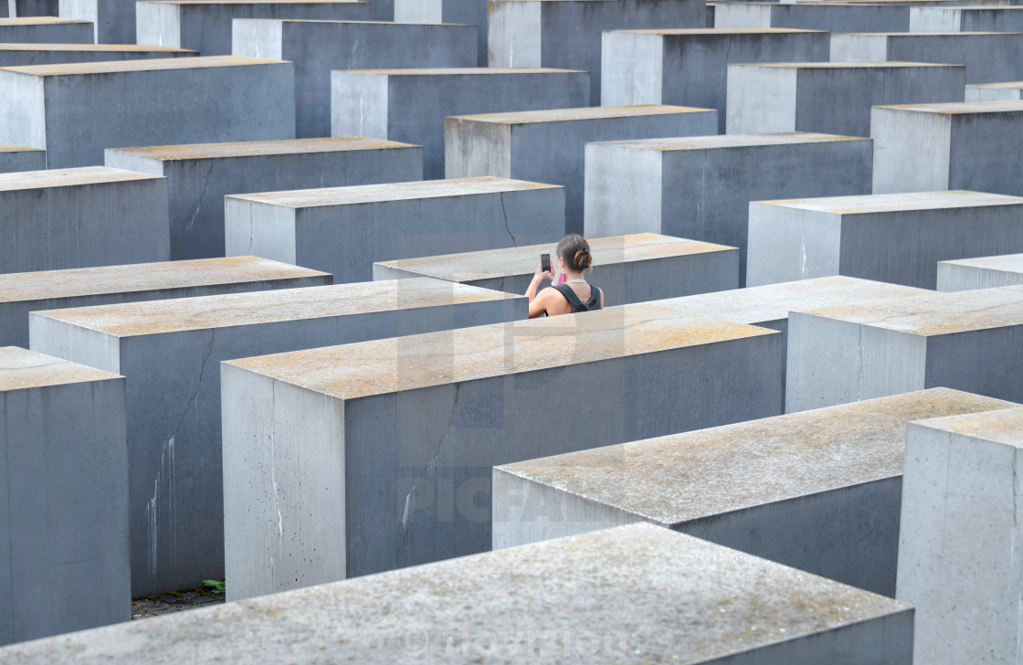 "In the Holocaust Memorial, Berlin, Germany" stock image