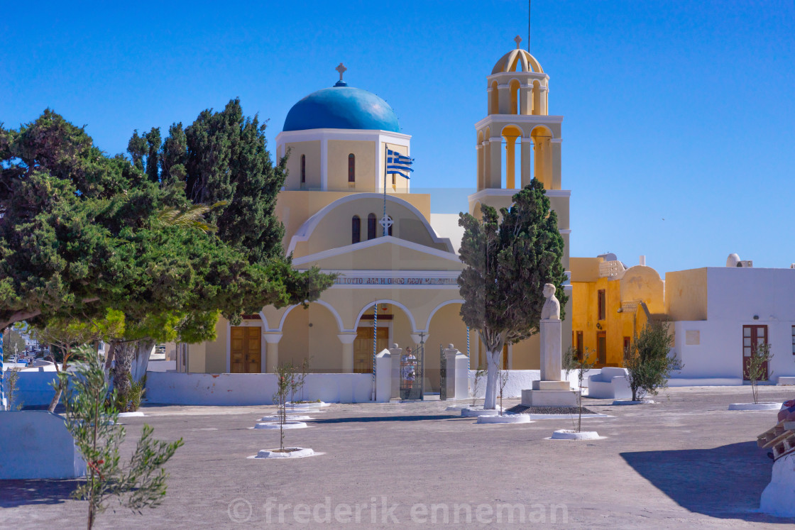 "St. George Holy Church of Oia in Santorini Greece" stock image