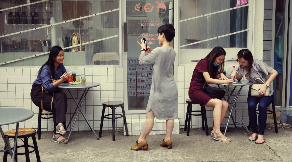 "Girls at the ice-cream parlor" stock image