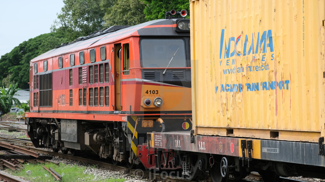 "Bangkok-inbound freight train" stock image