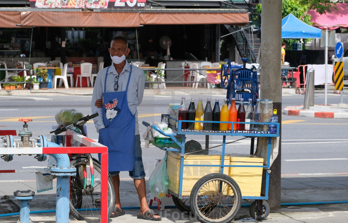 "Sweet drinks street vendor in Bangkok" stock image