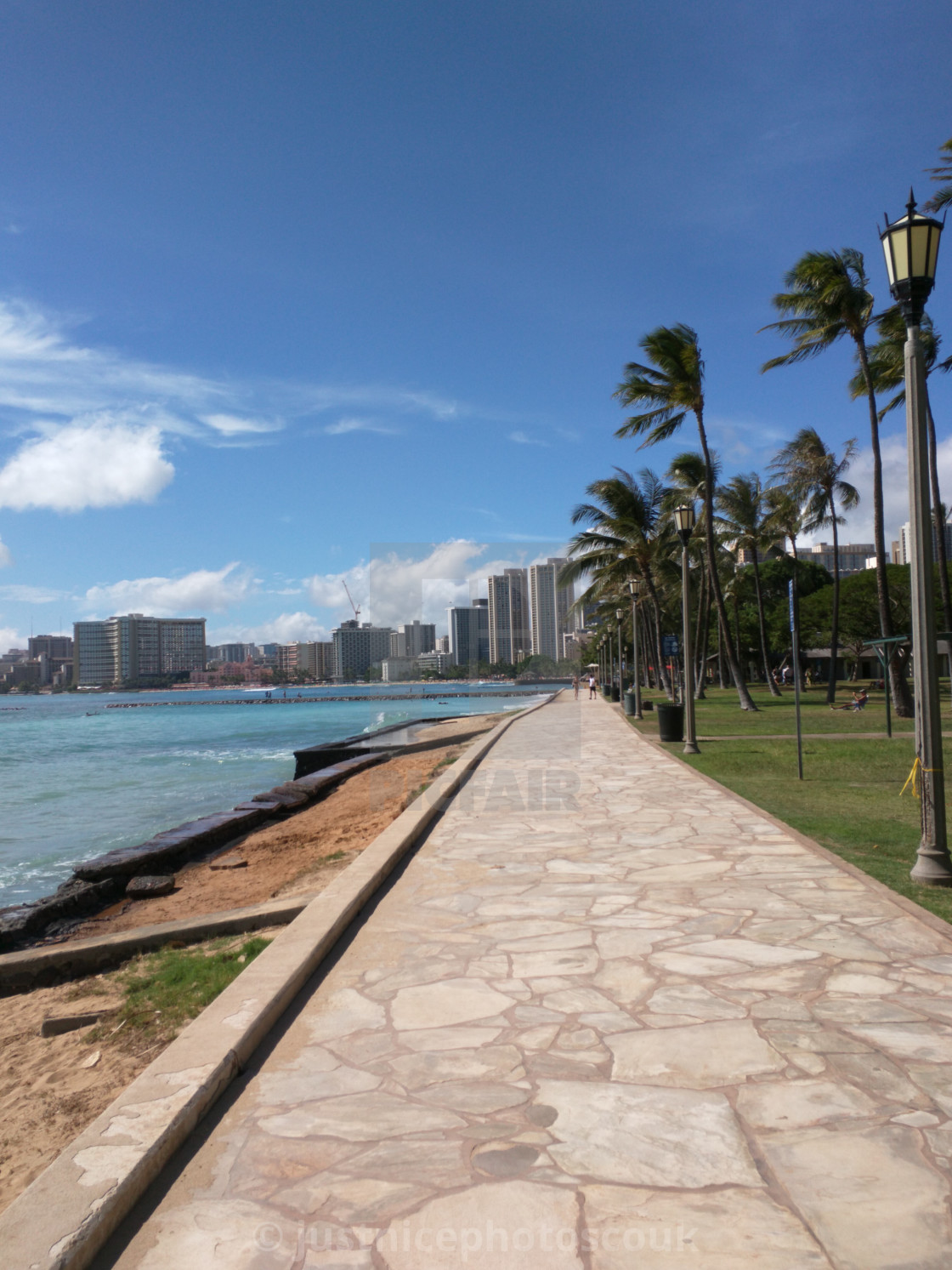"Hawaii - Honolulu Bay from the front boardwalk" stock image