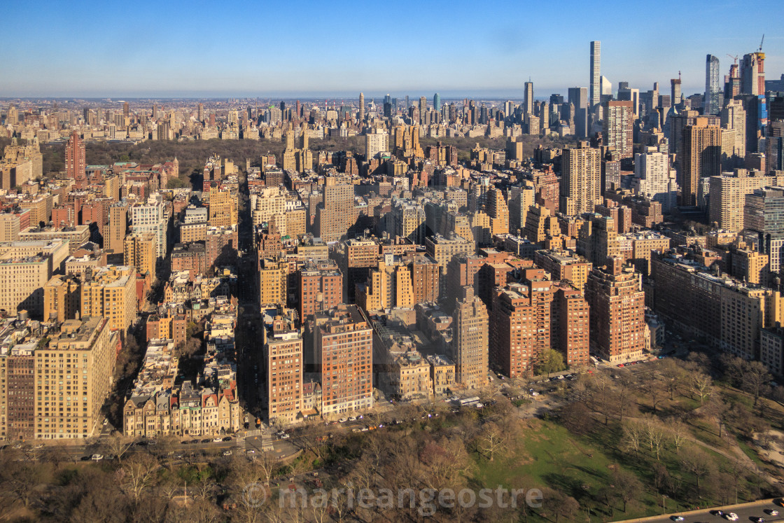 "USA, New York city from helicopter" stock image