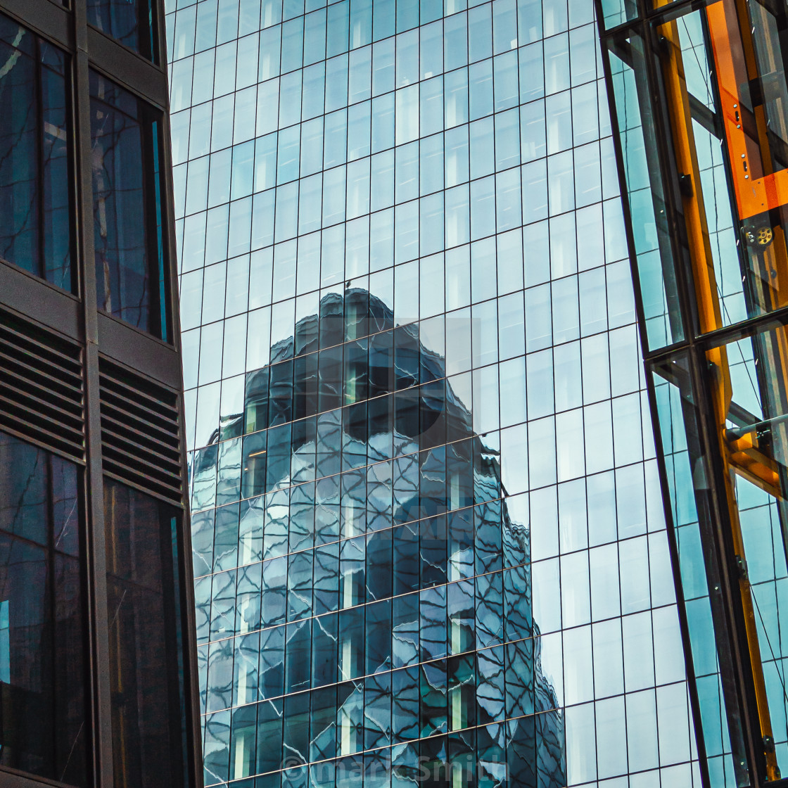 "Gherkin Reflected" stock image