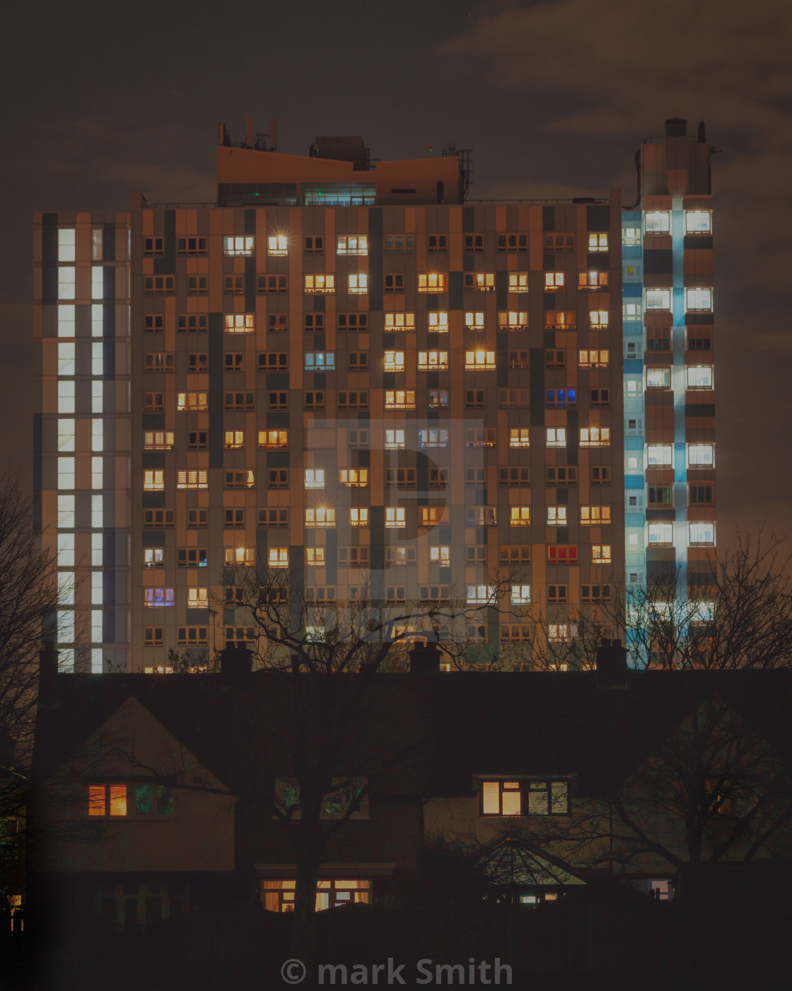 "Suburban Night Lights" stock image