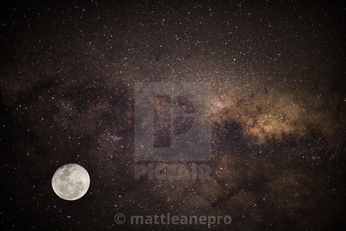 "Earth's moon at Milky Way Galaxy" stock image