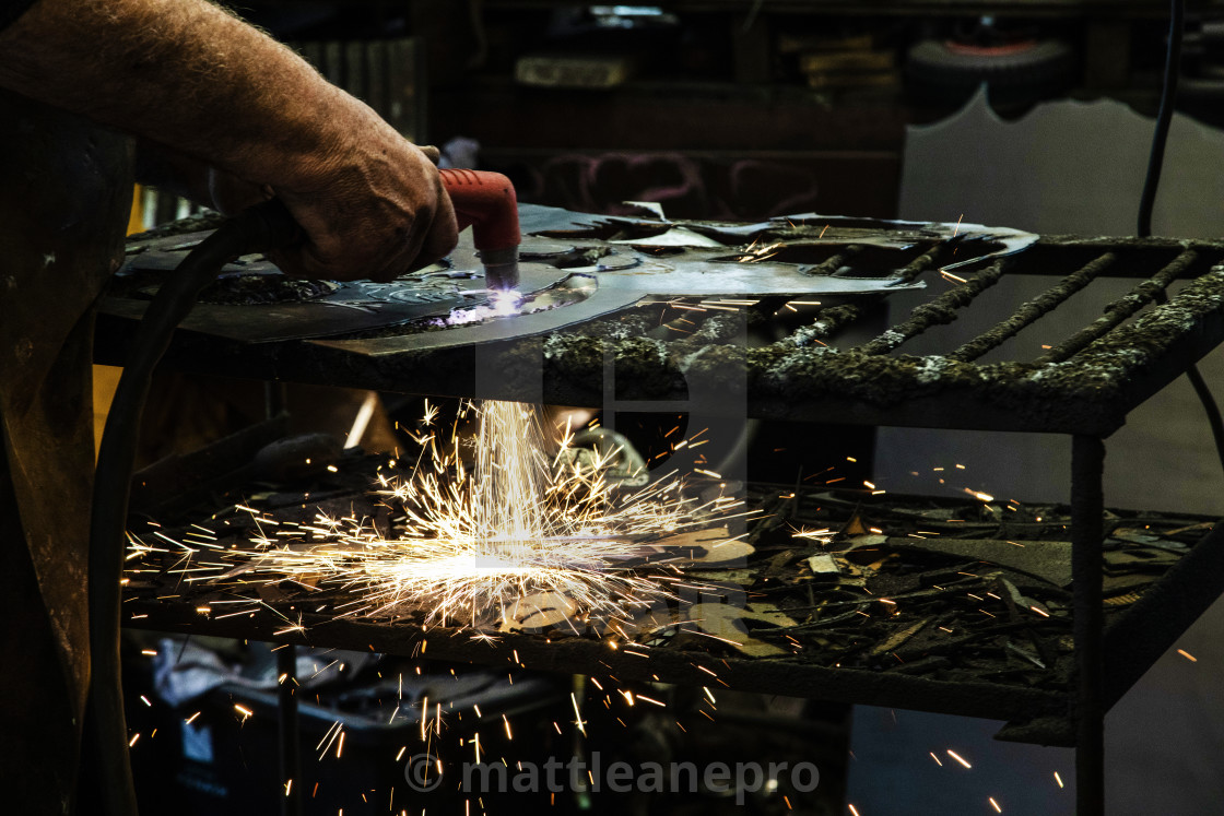 "Industrial welding sparks" stock image