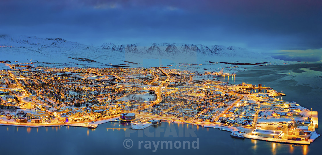 "The night of Akureyri" stock image