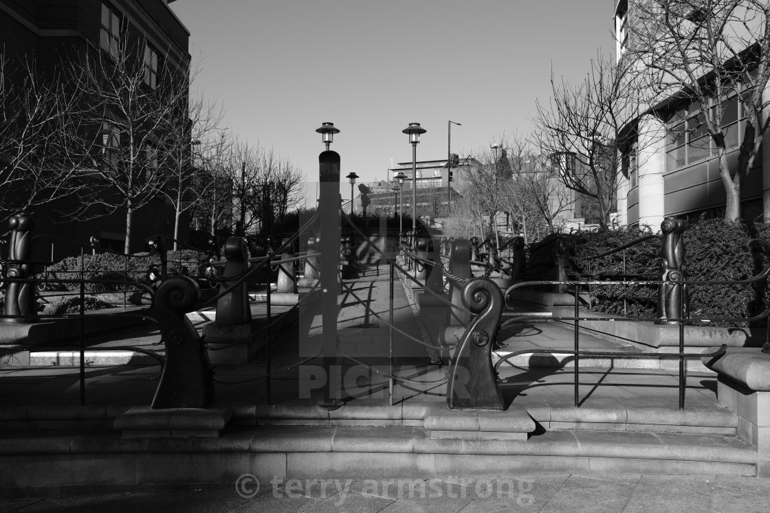 "Sandgate steps Newcastle in black and white" stock image