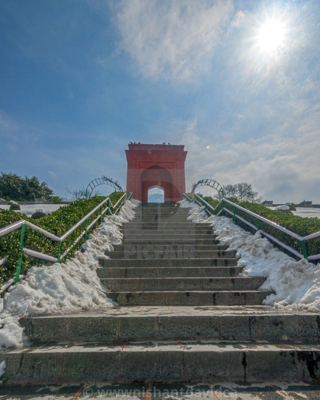 "The Mughal Garden, Cheshmashahi, Srinagar." stock image