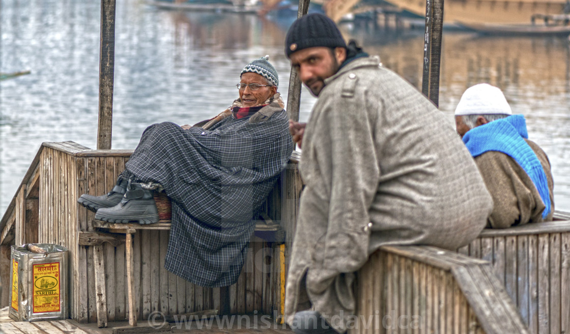 "shikara (boat) owners waiting for customers" stock image