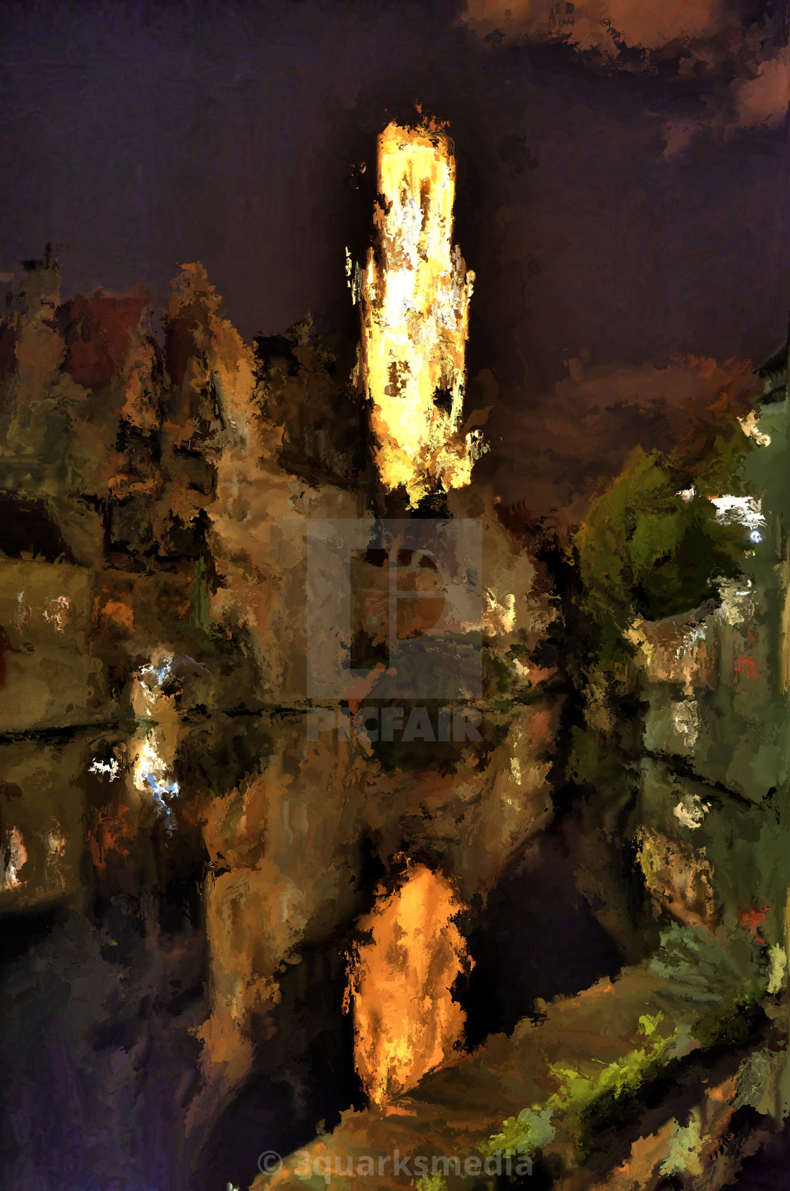 Digital Painting Of Bruges By Night License Download Or Print