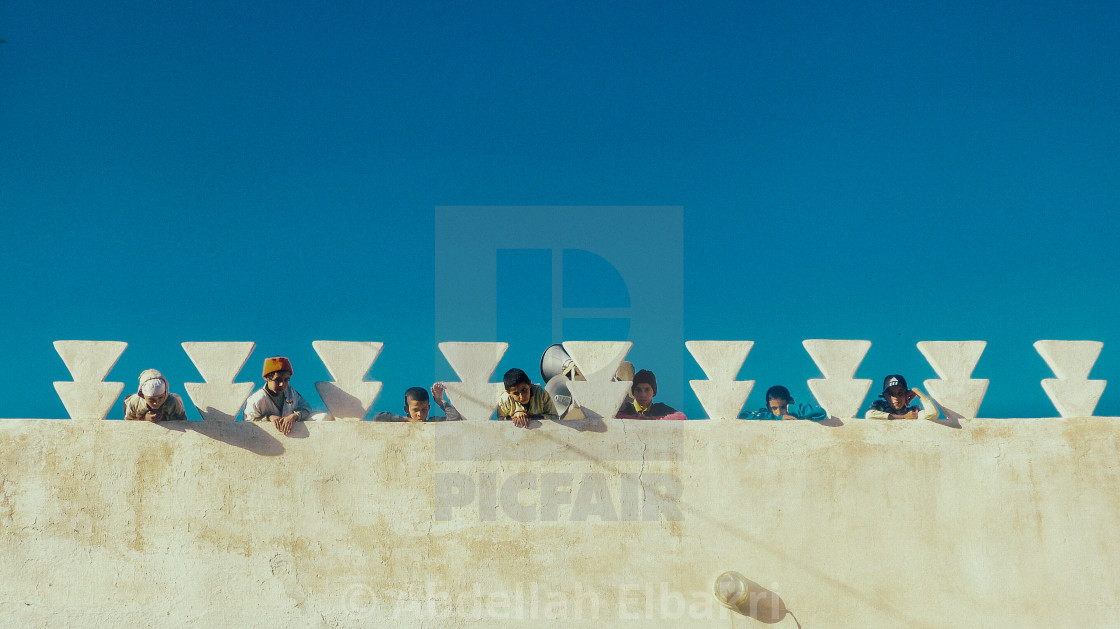 "MOSQUE ROOFTOP KIDS" stock image