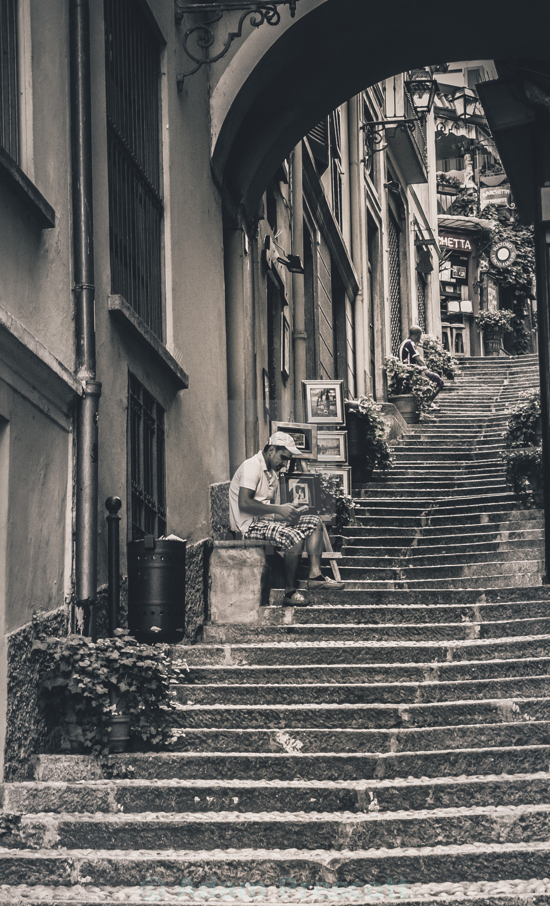 "Artist on the steps" stock image