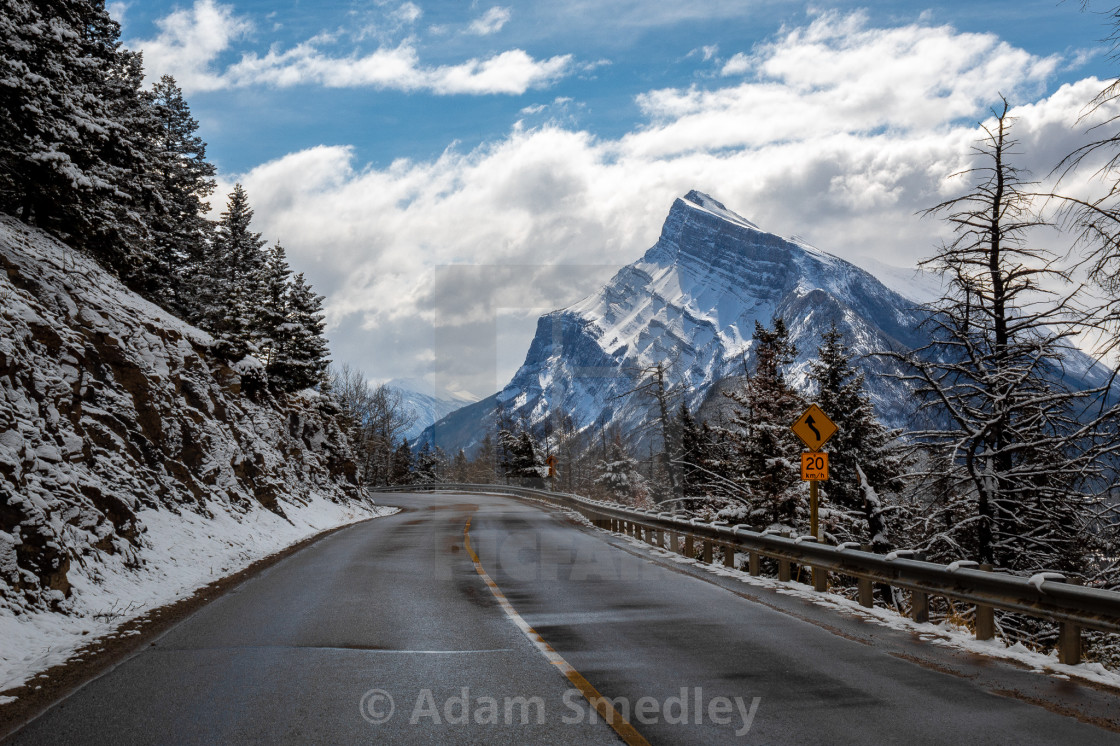 "Mount Rundle from the roads of Mount Norquay" stock image