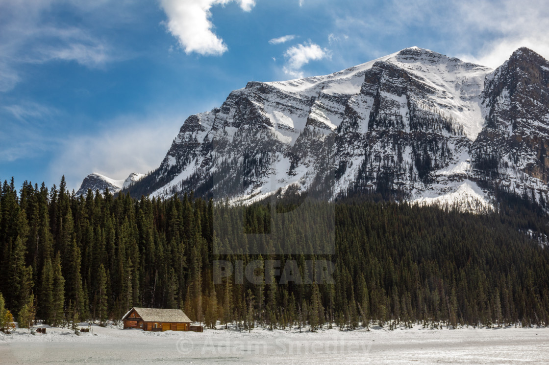 "The Cabin on Lake Louise" by Adam Smedley - $7.72 "The Cabin on Lake Louise" stock image