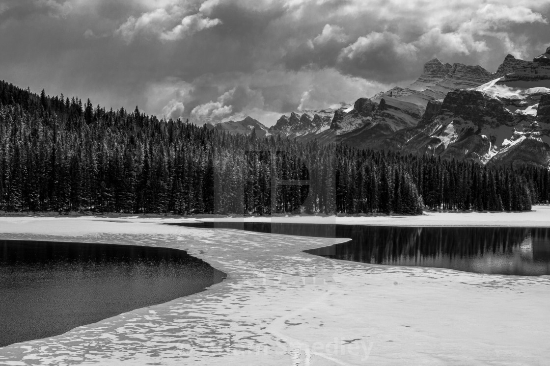 "Two Jack's Lake in Black and white" by Adam Smedley - $7.72 "Two Jack's Lake in Black and white" stock image