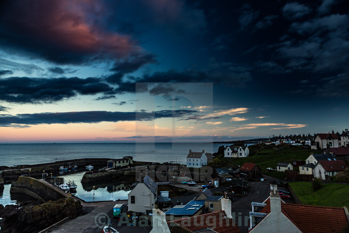 "St Abbs Harbour sunset" stock image