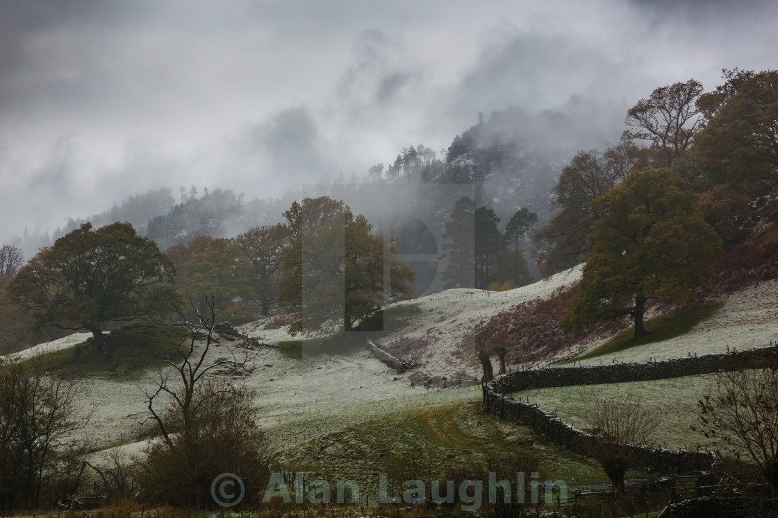 "Snowy misty hills" stock image