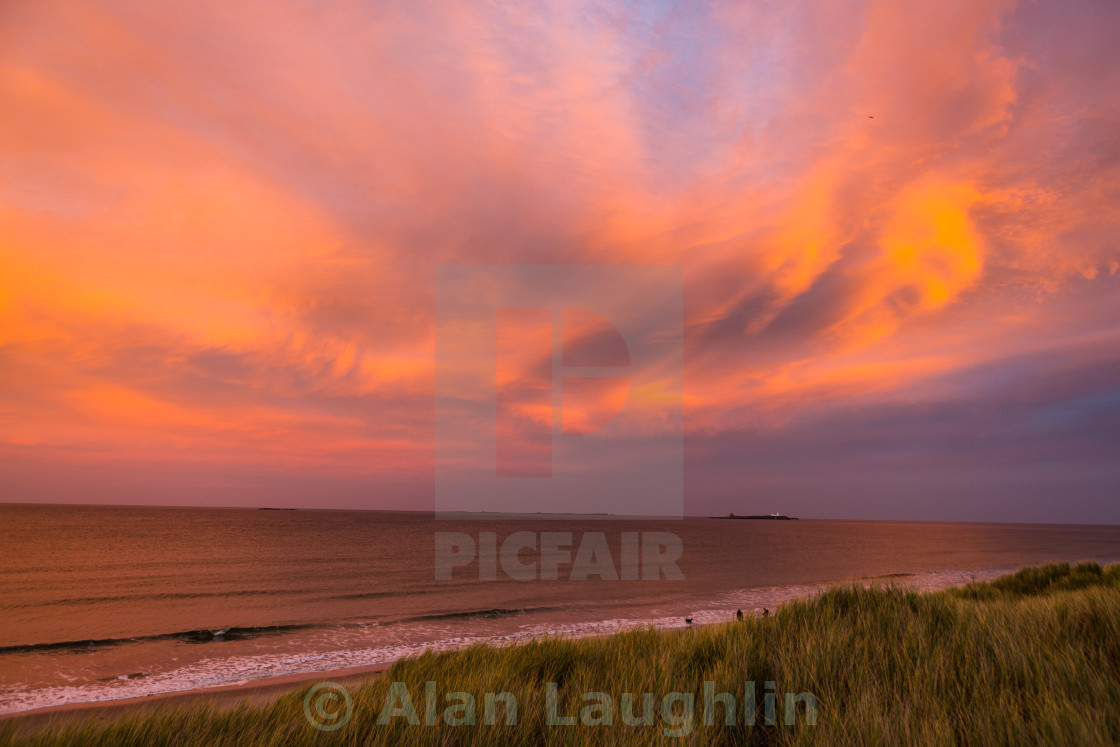 "Northumberland coast at Sunset" stock image