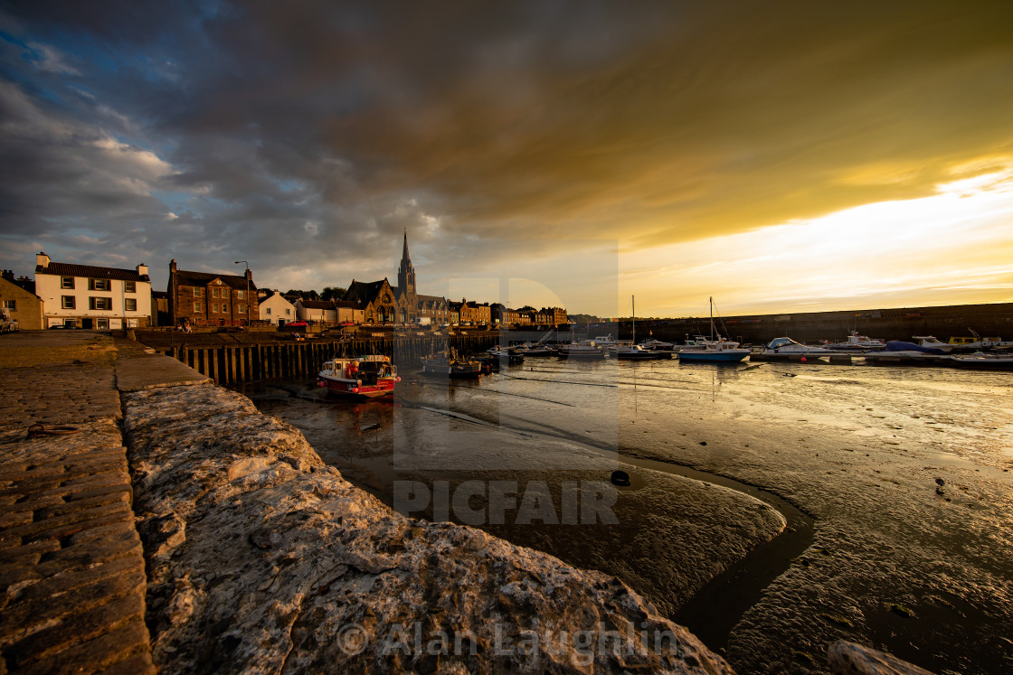 "Newhaven harbour Edinburgh sunset" stock image