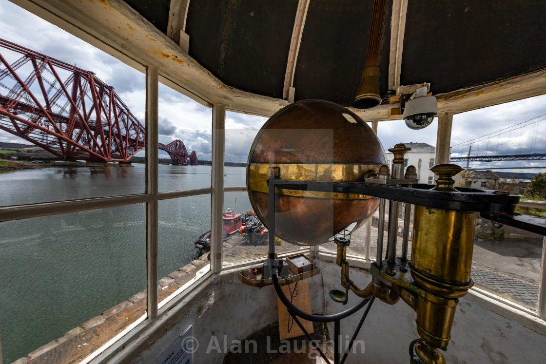 "Forth Rail Bridge and Lighthouse" stock image