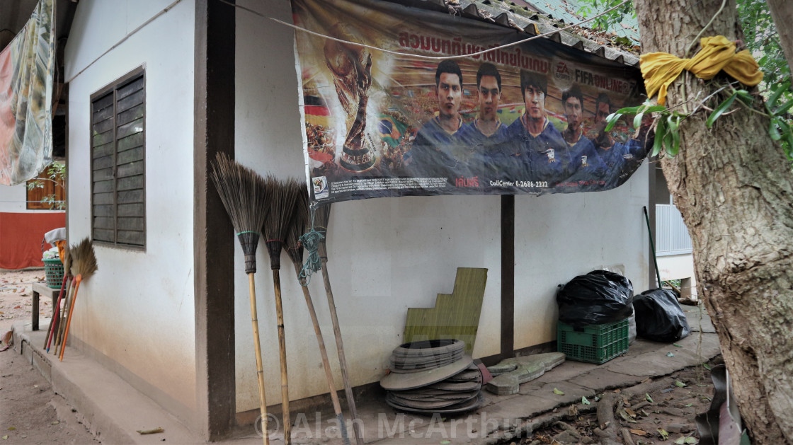 "Football in a Buddhist temple" by Alan McArthur - $76.83 "Football in a Buddhist temple" stock image