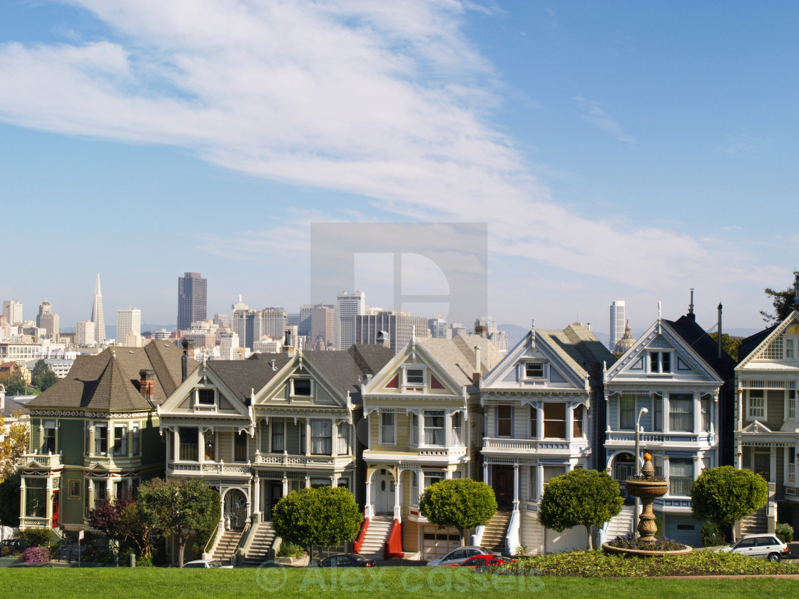 "The Painted Ladies of Alamo Square" stock image