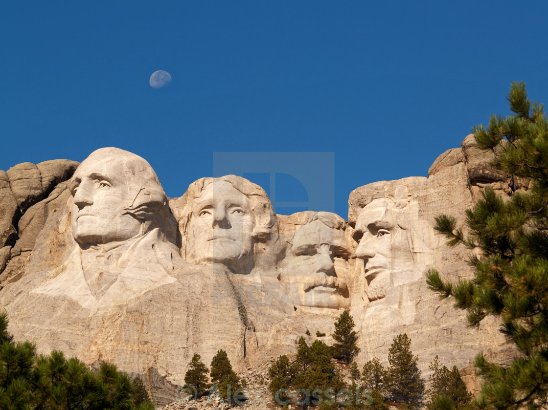 "Moonrise over Mount Rushmore" stock image