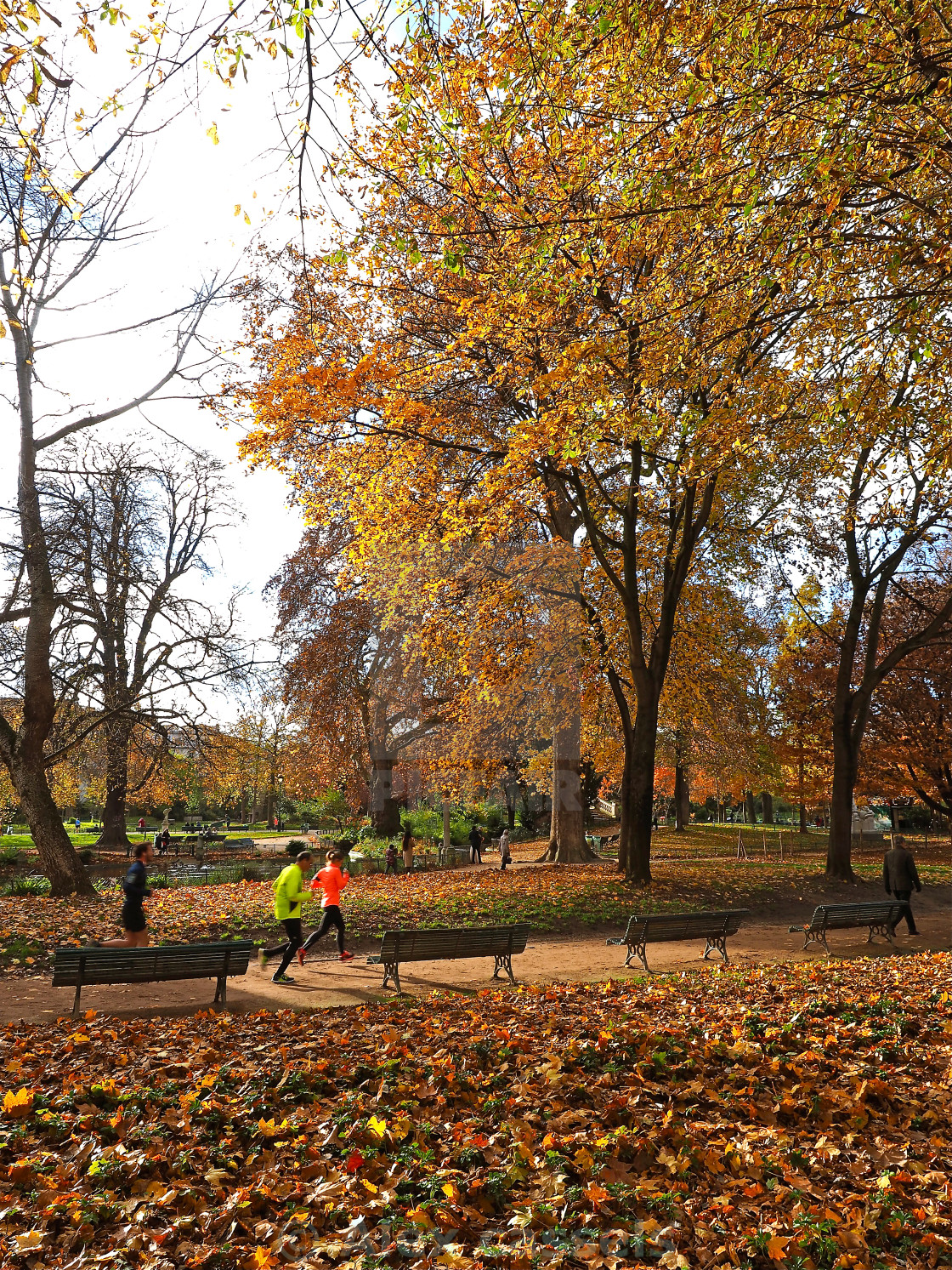 "Joggers of the Parc Monceau" stock image