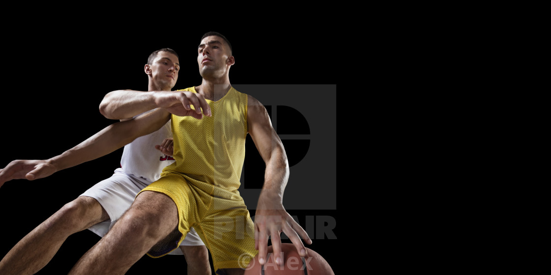Basketball Players On A Black Background License Download Or