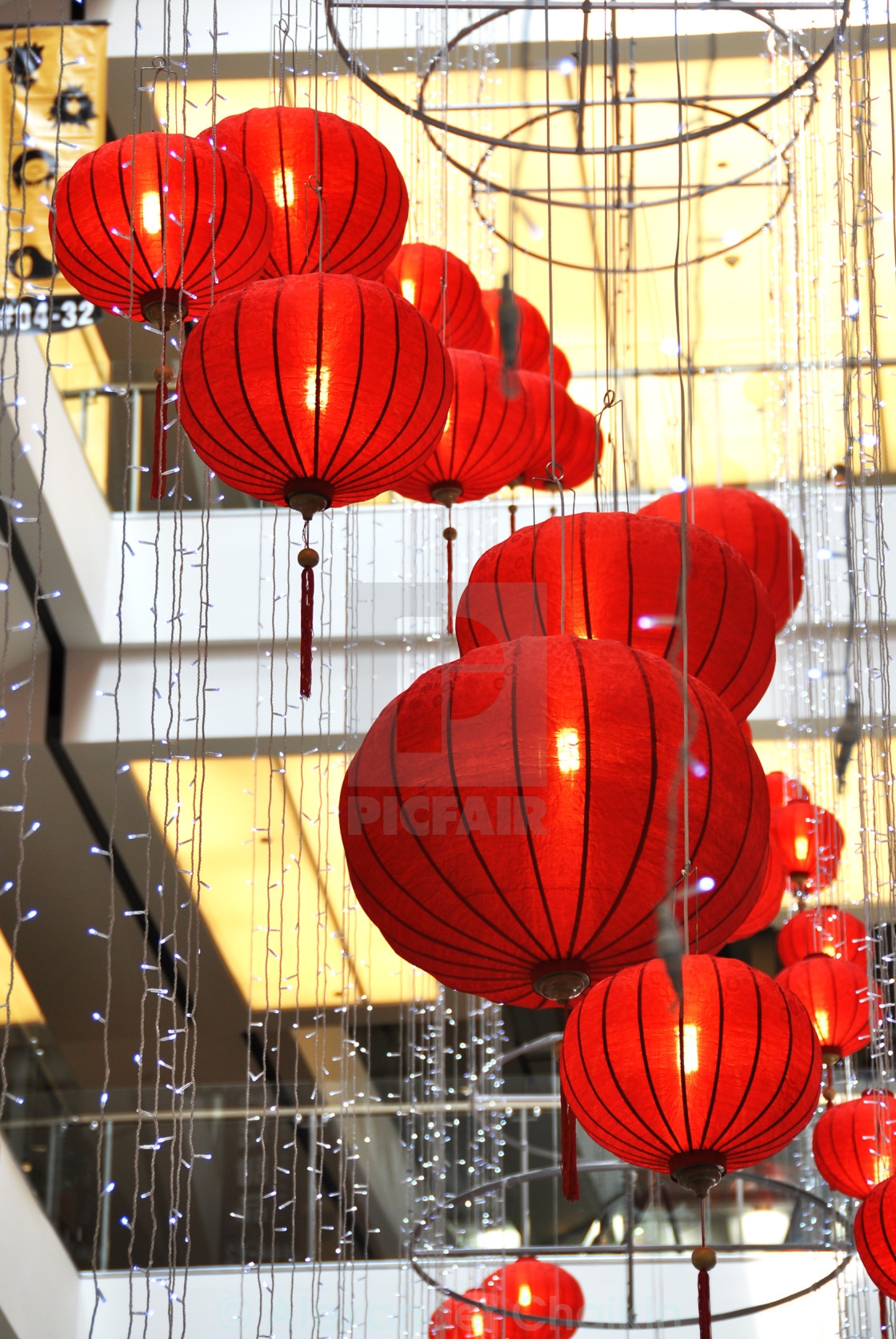 Shopping Mall Decorated With Lanterns For Chinese New Year
