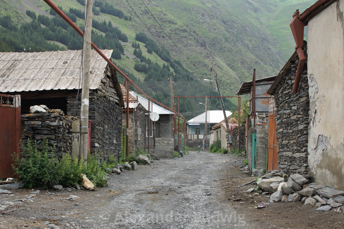 "Village, Caucasus Mountains, Georgia" by Alexander Ludwig - $6.29 "Village, Caucasus Mountains, Georgia" stock image