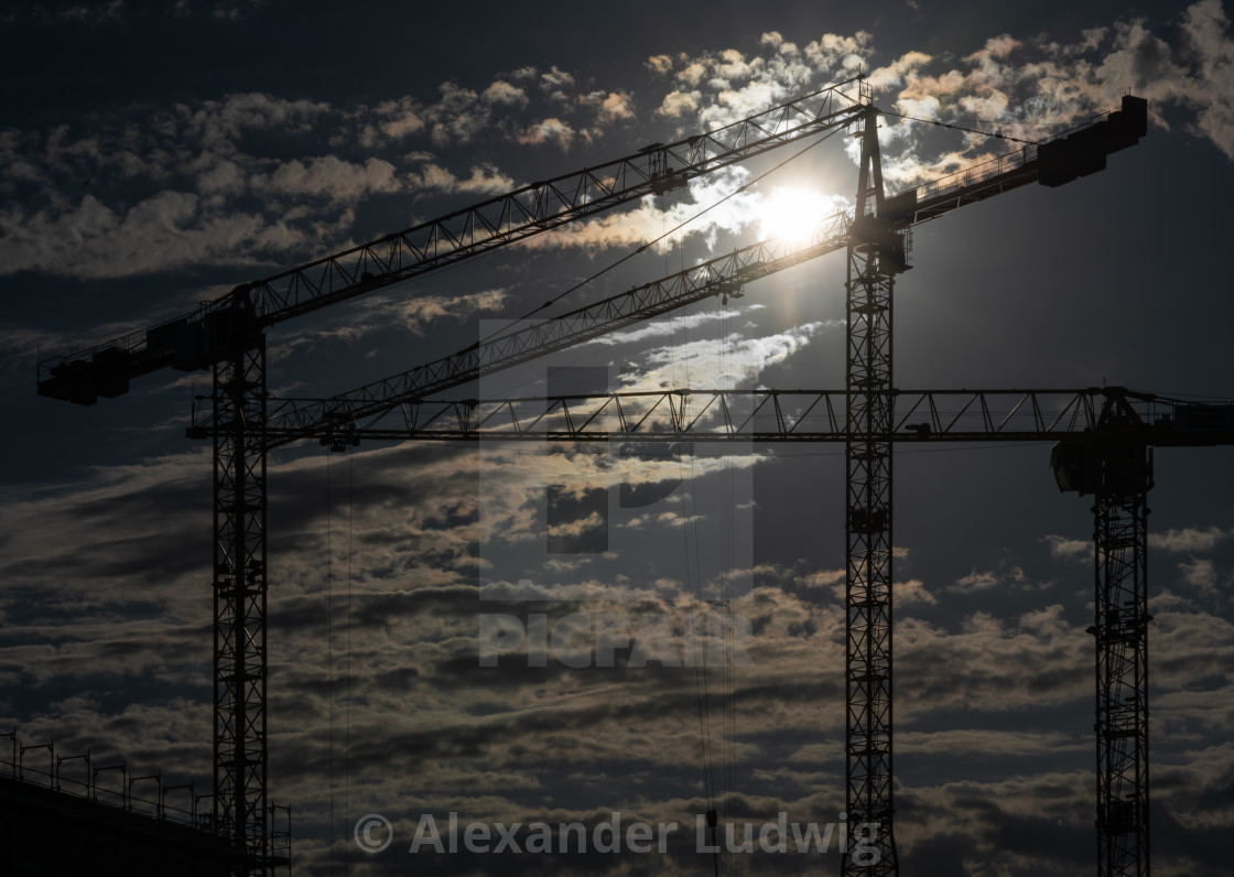 "Cranes on a construction site" stock image