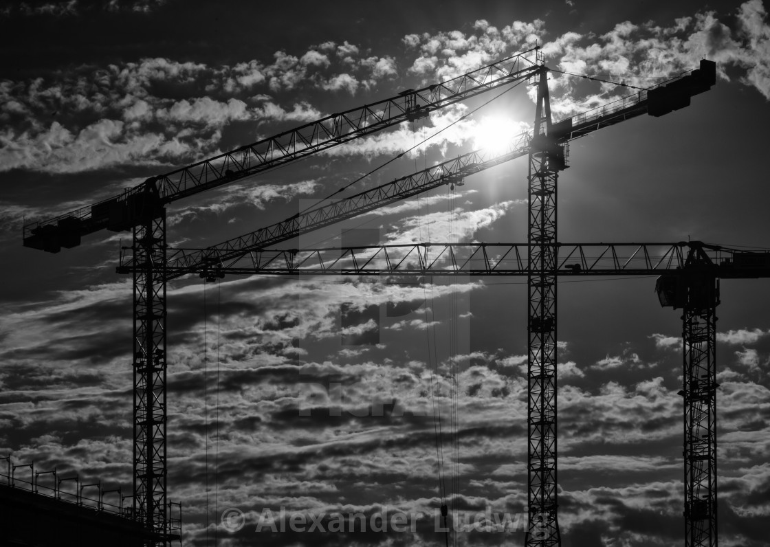 "Cranes on a construction site" stock image