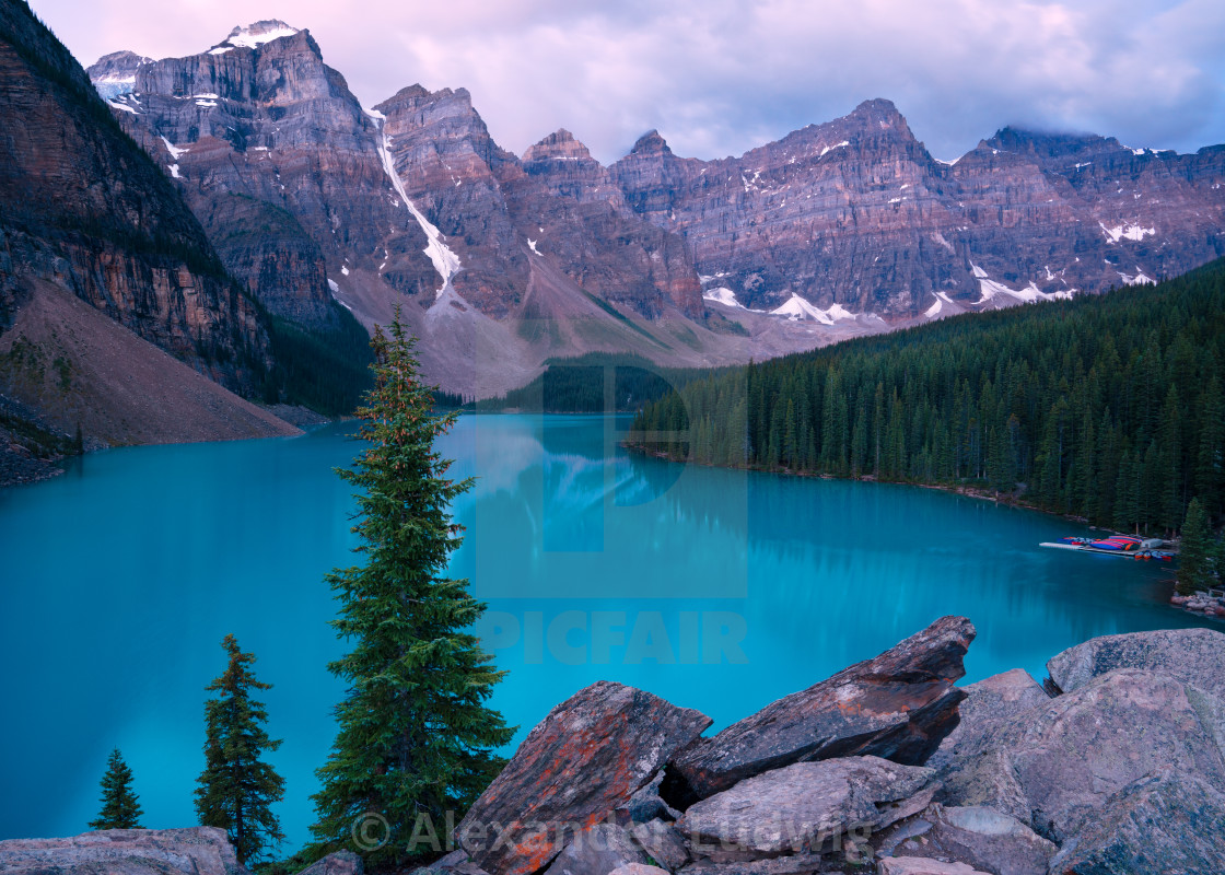 "Moraine Lake, Banff National Park, Alberta, Canada" stock image