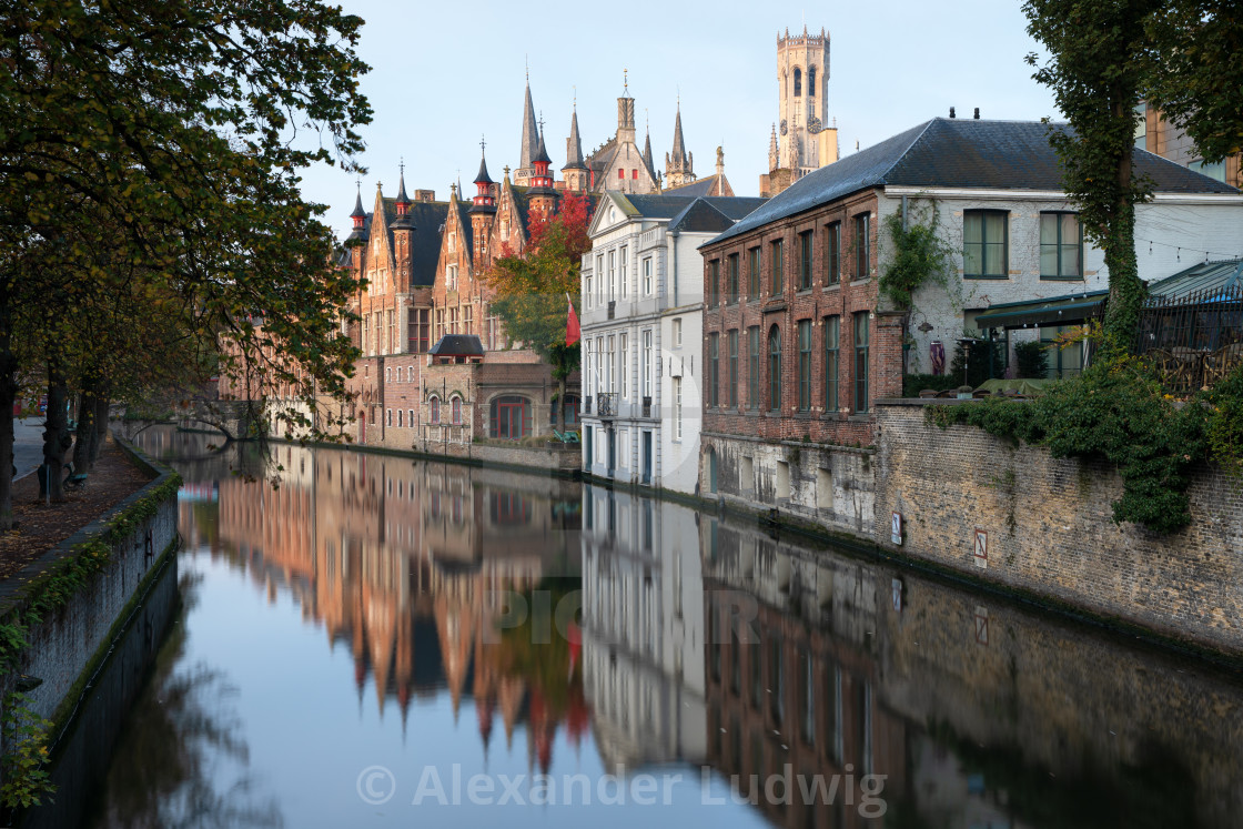 "Early morning in Bruges, Belgium" stock image