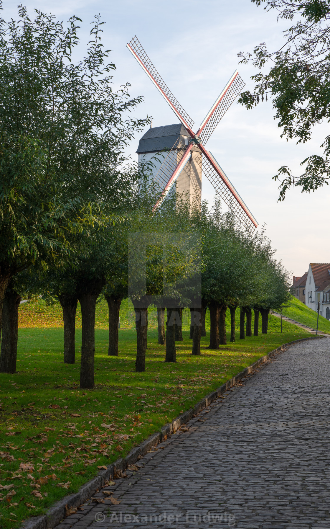 "Historic windmill, Bruges, Belgium" stock image