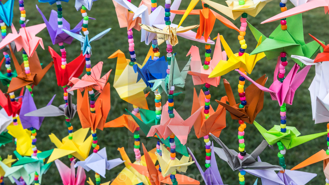 "Colorful garlands of Japanese origami cranes" by Alison Toon - £12.40 "Colorful garlands of Japanese origami cranes" stock image