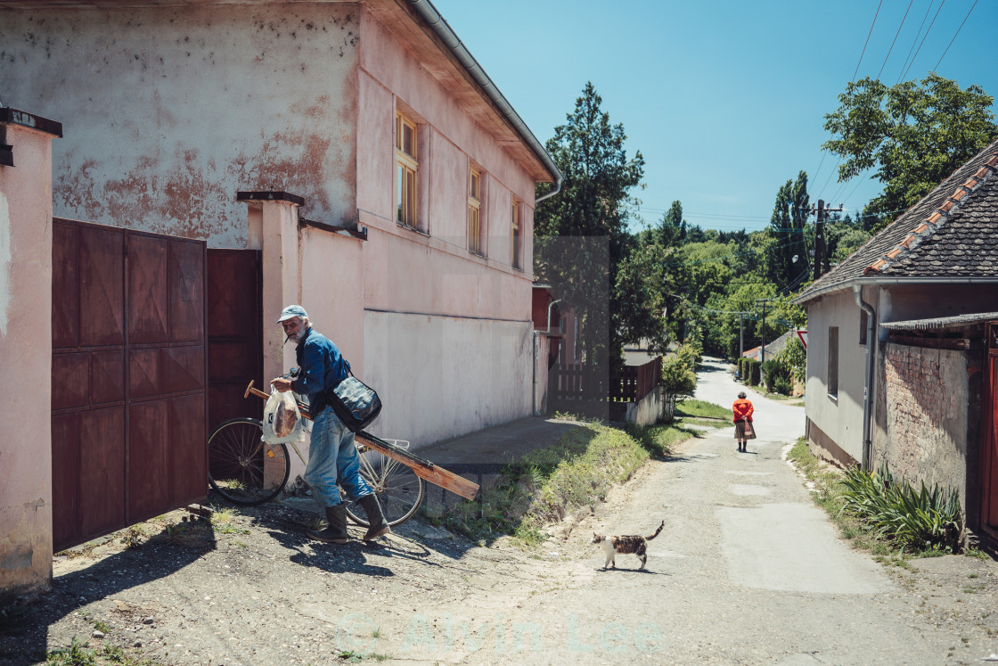 "Street scene in Rural Serbia" stock image