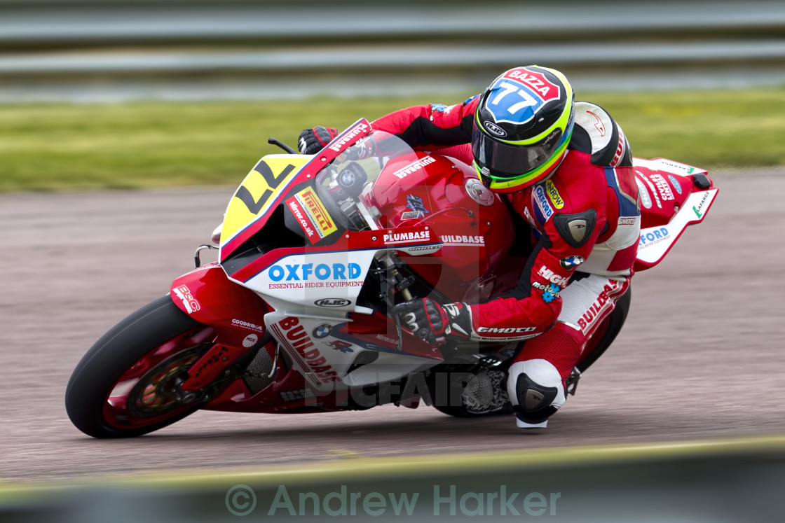 "British Superbike rider Barry Burrell." stock image