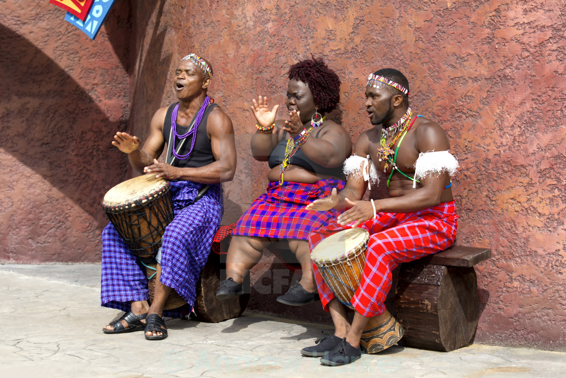 "African Musicians at Longleat Safari Park." stock image