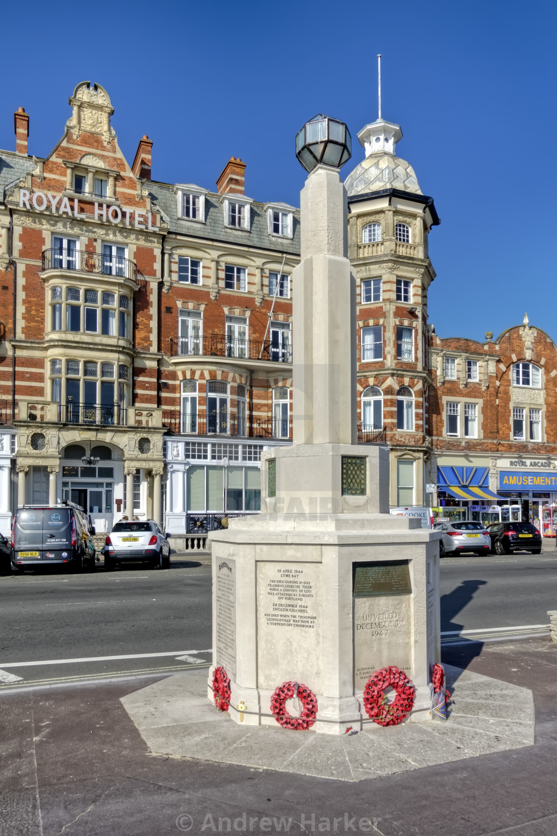 "American War Memorial, The Esplanade, Weymouth, Dorset, UK" stock image