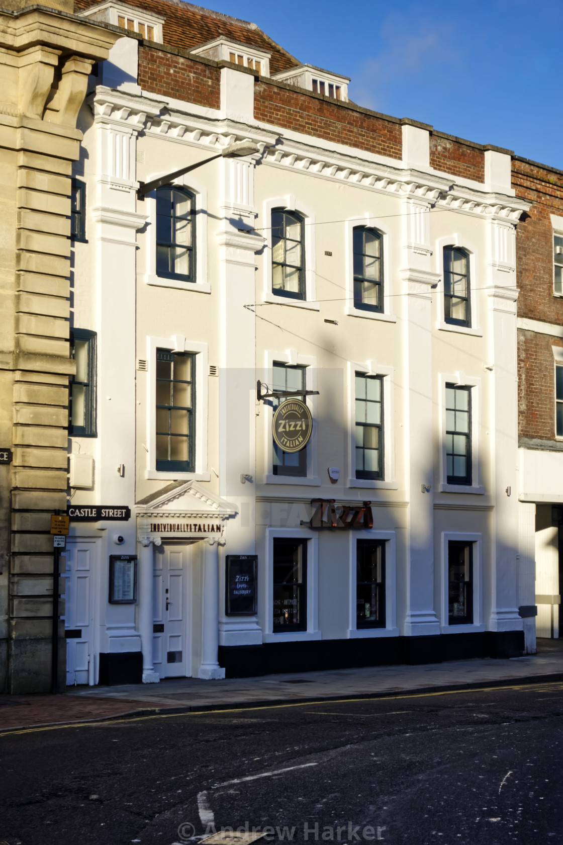 "Zizzi Italian restaurant in Castle Street, Salisbury, Wiltshire," stock image