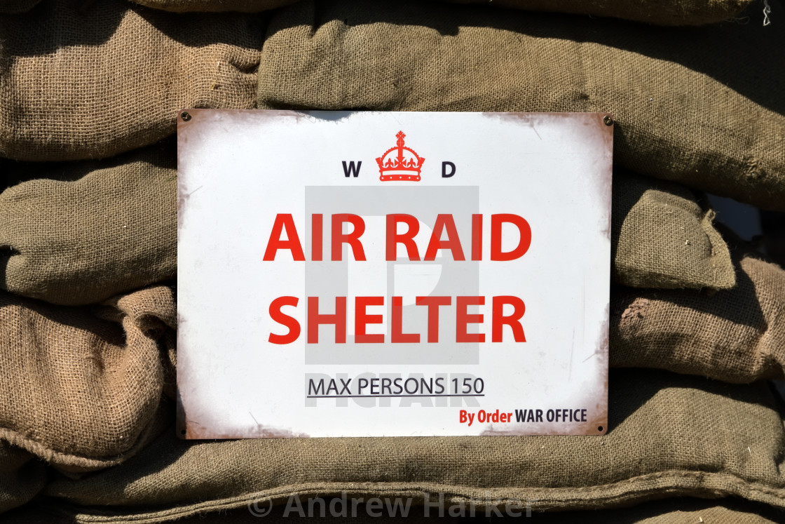 "A World War 2 Air Raid Shelter Sign" by Andrew Harker - $15.16 "A World War 2 Air Raid Shelter Sign" stock image