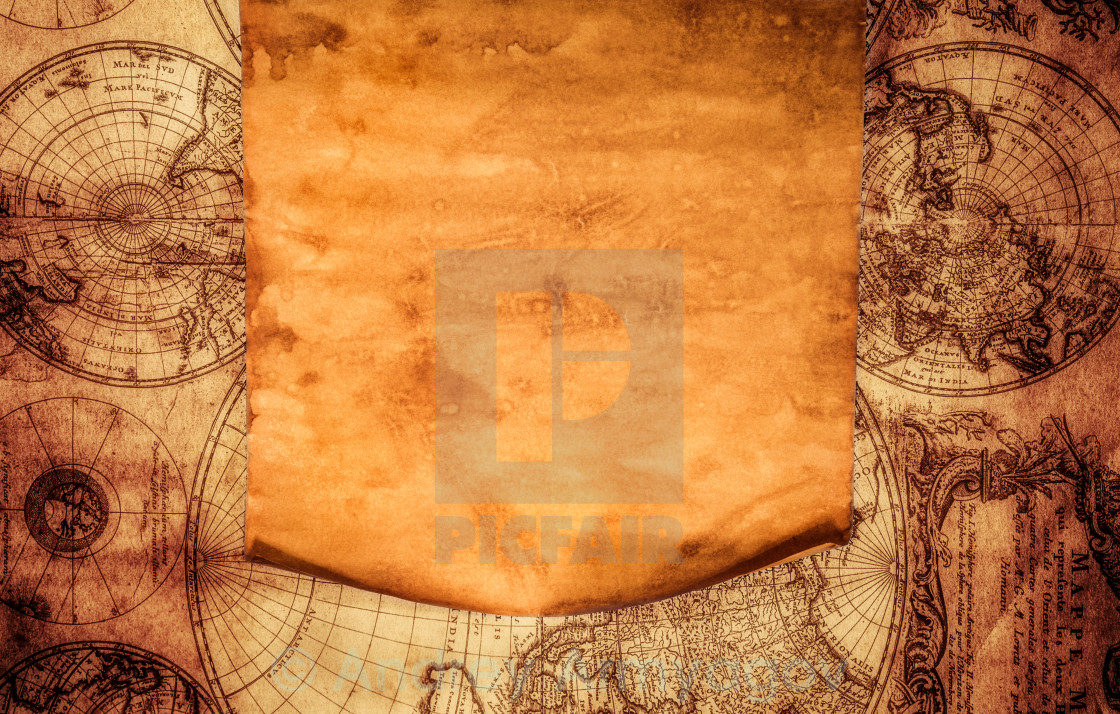 Blank Old Paper Against The Background Of An Ancient Map License Download Or Print For 6 20 Photos Picfair