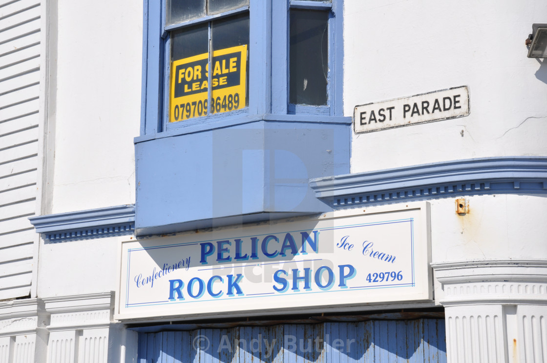 "Hastings East Sussex Pelican Rock shop closed" stock image