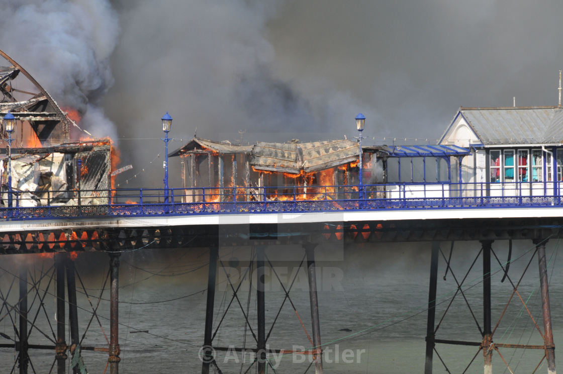 "Fire at Eastbourne Pier" stock image