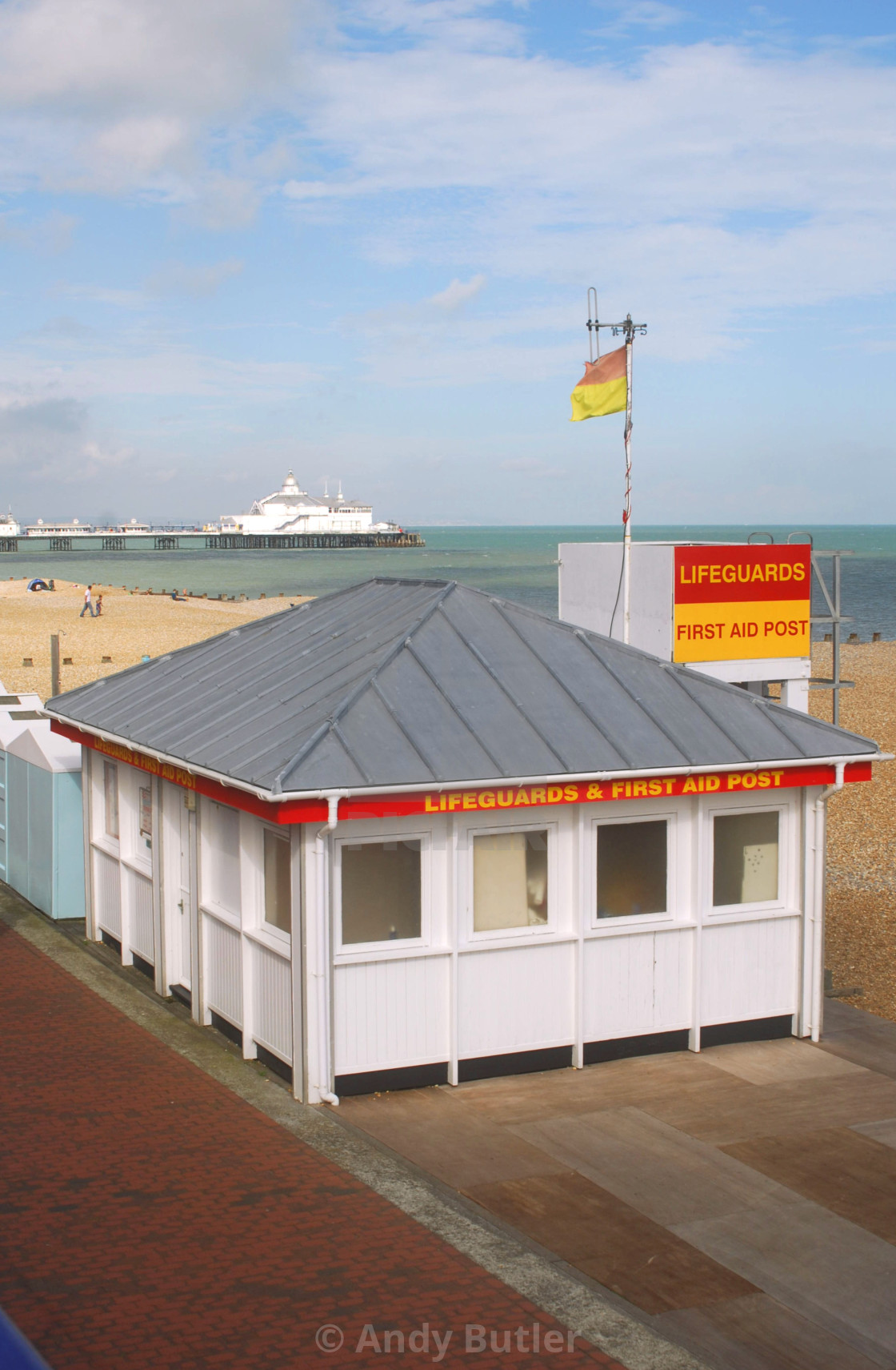 "Lifeguard First Aid Post, Eastbourne" stock image